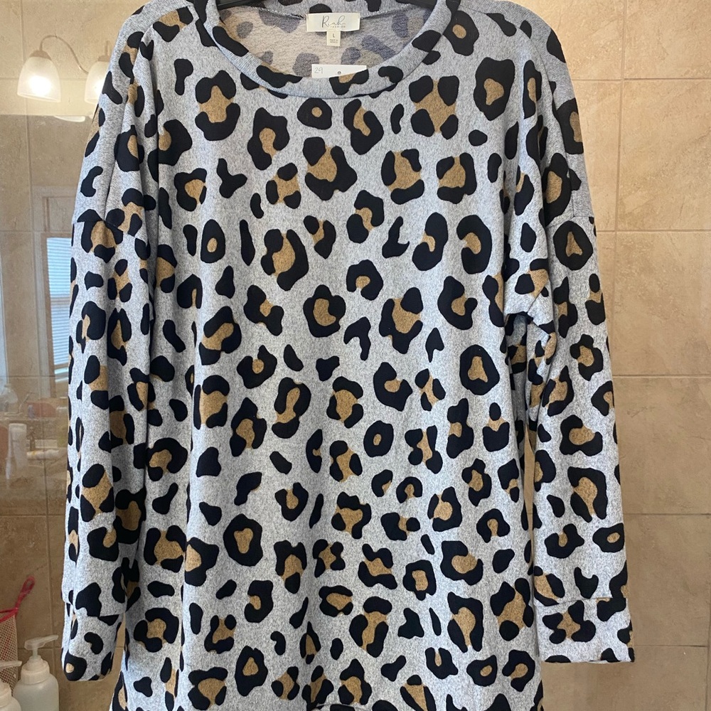 NWT Boutique Leopard Tunic.